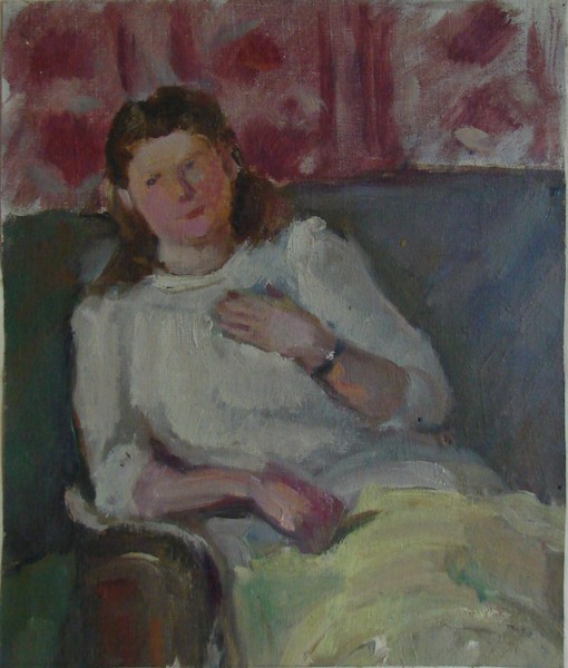 Портрет сидящей в кресле женщины. Лена
