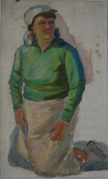 Фигура женщины на коленях в зеленой кофте. (На обороте: Фрагмент композиции 1920-х годов).